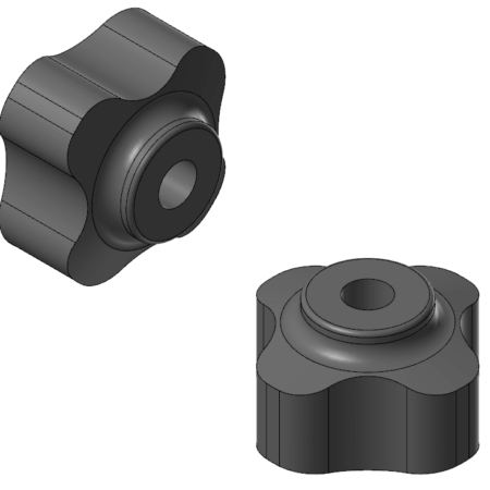 poignée aluminium f 1/4 20 (Ø1" x 9/16")